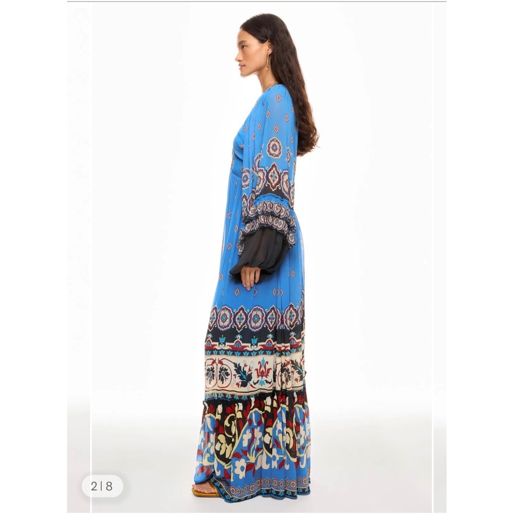 Farm Rio Anika Tiles Blue Maxi Dress - Picture 2 of 16